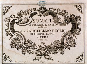 Giuseppe Tartini (litho) szonátáihoz készült zenei kotta előlapja alkotó: Italian School