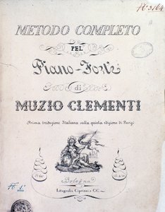 Muzio Clementi: Teljes módszer a zongorára című tankönyv előlapja alkotó: Italian School
