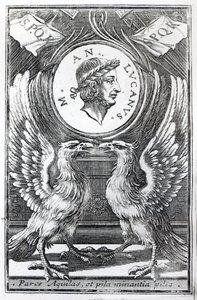 Marcus Annaeus Lucanus előlapja a Lucans Pharsalia-hoz, kiadás 1663-ban alkotó: Italian School