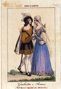 Giulia Grisi és Schutz Rómeó és Júliát tolmácsolja Vincenzo Bellini „I Capuleti e i Montecchi” (Les Capulet et les Montaigu) című művében alkotó: Italian School
