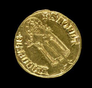 Keresztelő Szent Jánost ábrázoló arany florin (háton), firenzei, 1252 (előlapját lásd: 83495)