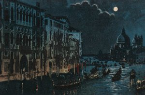 Grand Canal és Salute (színes litográfia) alkotó: Italian School