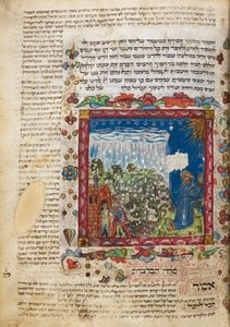 Harley 5686, f.60 Esőért imádkozás, Leon ben Joshua De Rossi, Cesena, Olaszország, Fesztivál imakönyvéből alkotó: Italian School