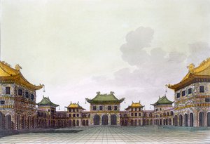 Egy gazdag egyén otthona Pekingben, az 1820-as és 30-as évek körül alkotó: Italian School