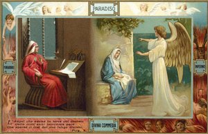 Illusztráció Dante Isteni komédiájához (színes litográfia) alkotó: Italian School