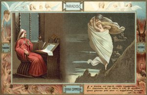 Illusztráció Dante Isteni komédiájához (színes litográfia) alkotó: Italian School