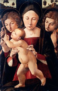 Olaszország, Asissi, Madonna és Gyermek két angyallal alkotó: Italian School