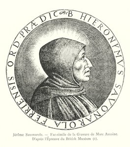 Jerome Savonarole, Marc Antoine metszetének fakszimile, A British Museum bizonyítása után, I (metszet) alkotó: Italian School