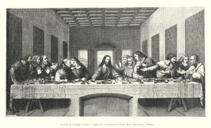 Leonardo da Vinci, a milánói Santa Maria delle Grazie kolostor refektóriuma, az utolsó vacsora (metszet) alkotó: Italian School