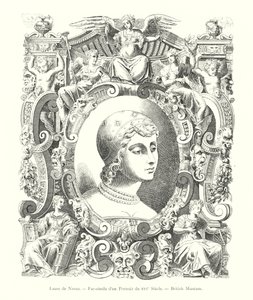 Laure de Noves, Fakszimile egy 16. századi portréról, British Museum (metszet) alkotó: Italian School