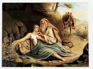 Le Bon Samaritan - „” Arany klasszikus Bibliában: az isteni kinyilatkoztatás története az ókorban és az új törekvésben” Giovanni Ladislao Sykora (2. köt.), Don Clemente Benetti fordítása. (olasz Biblia) alkotó: Italian School