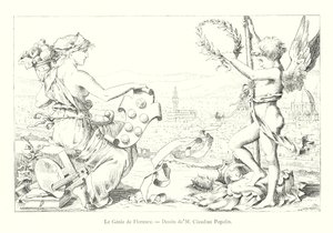 Firenze géniusza, M. Claudius Popelin rajza (metszet) alkotó: Italian School