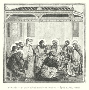 Le Giotto, Krisztus, aki megmossa tanítványai lábát, Aréna templom, Padova (metszet) alkotó: Italian School