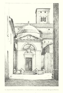 Dante sírja Ravennában, 1780-ban épült homlokzat, Ravennai Morigia építész (metszet) alkotó: Italian School