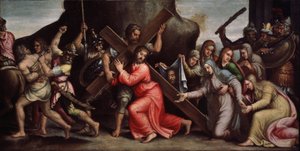 ""Krisztus hordozza keresztjét"" (Krisztus hordozza a keresztet) Az olasz iskola festménye. 1550-1600 Manierizmus. Regionális Deineka Művészeti Galéria, Kurszk Oroszország alkotó: Italian School