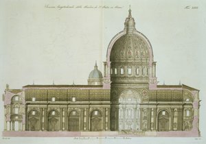 Szent Péter hosszmetszete Rómában, 26. tábla A nemzetek története III. részéből, G. Lago metszete alkotó: Italian School