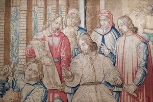Csodálatos Lorenzo a szobrászok és festők között a San Marco-i Medici-kertben. Gobelin 1516. Genova. Olaszország. alkotó: Italian School