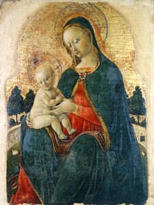Madonna és gyermek a kertben, velencei festő (panel) alkotó: Italian School