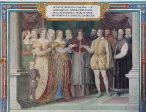Ottavio Farnese és Osztrák Margit, V. Károly lánya, III. Farnese Pál pápa házassága alkotó: Italian School