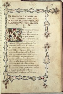 Ms.392 fol.149 The triumph of Love, Petrarch (1304-73) „Sonetti, Canzoni e Triomphi” című művéből, 1470 (vellum) alkotó: Italian School