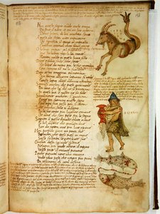 Ms Ital 483 P.4.7 f.158r Bak, Vízöntő és Halak, Fazio degli Uberti (vellum) „Dittamondójából” alkotó: Italian School