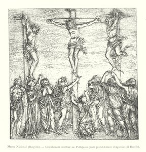 Nemzeti Múzeum, Bargello, Pollajuolonak tulajdonított keresztre feszítés, de valószínűleg Agostino di Duccio (metszet) alkotó: Italian School