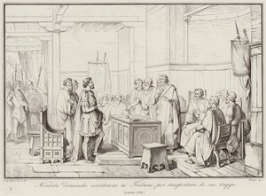 Nersete a Tribunes segítségét kéri csapatai szállításához, 552 (metszet) alkotó: Italian School