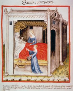 Nova 2644 fol.44v Kóstoló árpaleves, a Tacuinum Sanitatistól alkotó: Italian School
