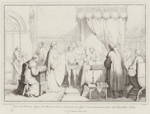 Obizzo da Polenta Signor di Ravenna levelei haldoklik, fia, III. Ostasius azt javasolta, hogy ... (metszet) alkotó: Italian School