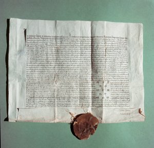 IV. Károly császár (1316-1378) hivatalos dokumentuma, amely a Sienai Egyetemet (Universita di Siena) hivatalosan General Studiumnak minősíti”” alkotó: Italian School