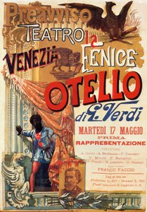 Otello: Verdi Otello című operájának első előadásának plakátja a velencei Teatro Fenice-ben