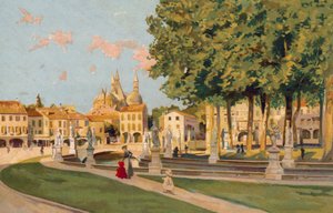 Padova / Padova: Emanuele tér, Prato della Valle (chromolitho) alkotó: Italian School