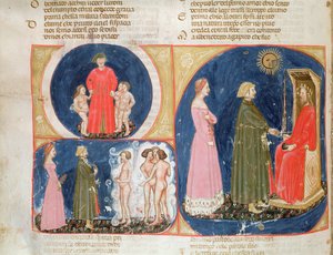Paradiso VI f.56v Beszélgetés Justinianussal, Dante Alighieri (1265-1321) Isteni színjátékából alkotó: Italian School