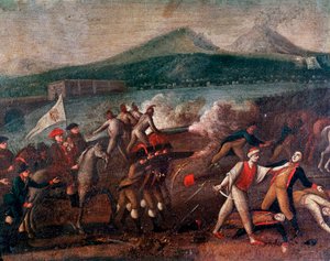 január 21-én kikiáltották a Parthenopean Köztársaságot (vagy Nápolyi Köztársaságot). Névtelen festmény 1799 körül. Nápoly, Nazion alkotó: Italian School
