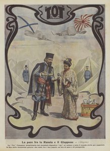 Béke Oroszország és Japán között (színes litográfia) alkotó: Italian School