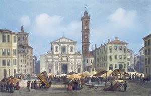 Piazza Santo Stefano a Milánó és környéke látványáról alkotó: Italian School