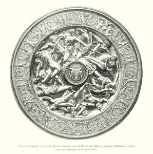 Ewer tálca taszított ezüstből, a Medici-ház számára kivégezve, Benvenuto Cellininek tulajdonították, de valószínűleg Gaspero Mola (metszet) alkotó: Italian School