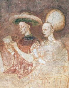 Játék tarot kártyákkal, jelenet a Játékok ciklusból, kb 1445-1450, freskó, Palazzo Borromeo, Milánó, Lombardia, Detail, Olaszország alkotó: Italian School