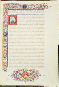 Plut 82.6 C.1 Platón dialógusai Ficino fordításában és a csodálatos Lorenzónak ajánlva, 1480 körül (pergamen). alkotó: Italian School