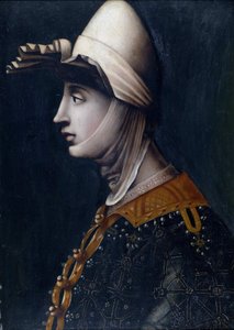 Matilda toszkánai grófnő portréja, ismert nevén Canossa (Mathilde de Briey) (1046-1115) (Matilde di Toscana) (Matilde di Canossa) - Toszkán Matilda, Anonymous, 16. század közepe. - Olaj, kövön, 49,5x36 - Magángyűjtemény alkotó: Italian School