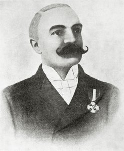 Emilio Salgari portréja (litho) alkotó: Italian School