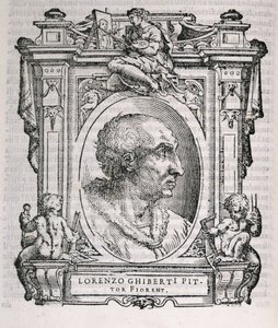 Lorenzo Ghiberti (1378-1455) portréja a Vasaris Lifes of the Artists-ből, először 1550-ben jelent meg alkotó: Italian School