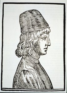 Pico della Mirandola (1463-94) portréja a Delle Celeste Fisionomiából, Giovanni Battista della Porta, 1616, Padova, illusztrálva a History of Magic című könyvben, megjelent a 19. század végén alkotó: Italian School