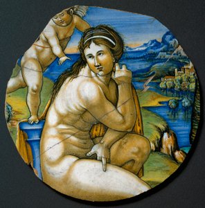 A Vénusz ábrázolása. Az olaszországi Faenzában gyártott kerámialemez. 1530 Firenze környékén, Bargello Nemzeti Múzeum alkotó: Italian School
