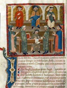 Egy közjegyzői tanulmányi iroda képviselete Az oldal a Matricola del Consorzio dei Notai di Perugia-ból (972. sz.) (a közjegyzői rend nyilvántartása) 1343-1354 Perugia, Biblioteca Comunale Augusta alkotó: Italian School