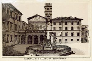 Róma: S Maria In Trastevere-bazilika (litho) alkotó: Italian School