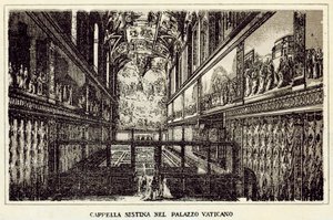 Róma: Sixtus-kápolna a Vatikáni Palotában (litho) alkotó: Italian School