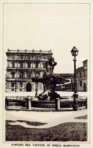 Róma: Triton-kút a Piazza Barberini téren (litho) alkotó: Italian School