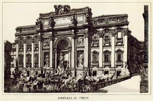 Róma: Trevi-kút (litho) alkotó: Italian School