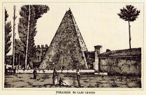 Róma: Cajo Cestio piramis (litho) alkotó: Italian School